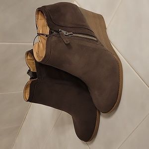 Brown wedge ankle boots